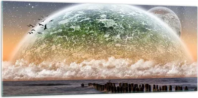 Produktbild von Bilder auf glas - Abstraktion Planet Erde Globus - 120x50cm - Glasbilder - Wandbilder - Kunstdruck - zum Aufhängen bereit - Wanddekoration aus Glas - Glas Bilder - Wandbild auf Glas - GAB120x50-0353