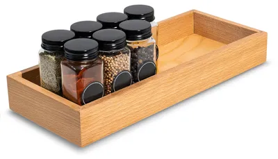 Obrázok produktu pre Creative Deco Drevená úložná krabička | 36 x 15 x 5 cm | Drevená organizérska krabička | Bukové drevo | Podnos na drobnosti, cennosti, koreniny