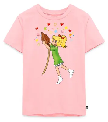Produktbild von Spreadshirt Bibi Blocksberg Tanzt Mit Besen Kartoffelbrei Kinder Premium T-Shirt, 134/140 (8 Jahre), Rosa