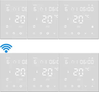 Produktbild von 6X Wifi Digital LCD Raumthermostat Smart Thermostat 16A Elektroheizung Fußbodenheizung Wandthermostat APP WIFI Sprachsteuerung Programmierbares HY607,Weiß