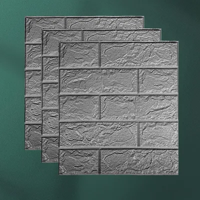 Produktbild von 3D Wandpaneele selbstklebend, 12 Stück Schaum Wandverkleidung in Steinoptik, 35x38 cm, silbergrau, wasserdicht, für Küche, Bad, Schlafzimmer, Wohnzimmer