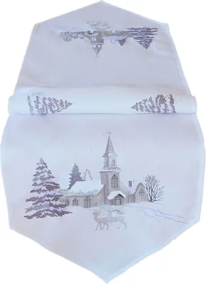Produktbild von Tischdecke Stickerei Weihnachtsdorf Weihnachten Winter Tischläufer 40 x 140 cm