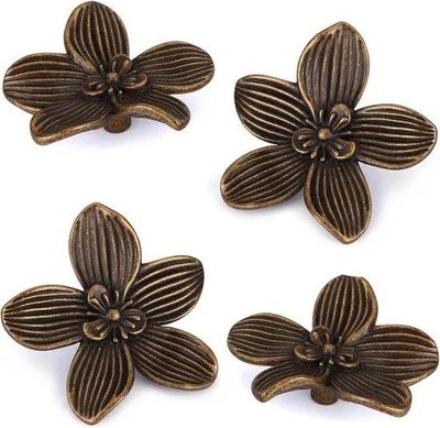 Productafbeelding van Famanu Vintage Kastgrepen - Antieke bloemgrepen van zinklegering