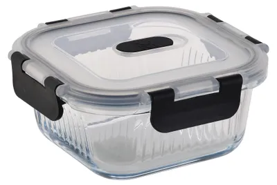 Quadratischer Glasbehälter 520 ml, luftdicht, stapelbar, mikrowellengeeignet
