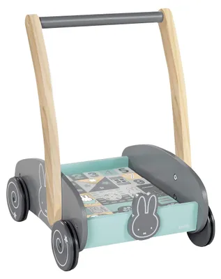 Produktbild von roba Schiebewagen miffy® mit 35-teiligem Bauklötze-Set, Holz natur & lackiert, Griffhöhe: 45cm