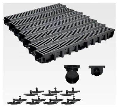 Produktbild von 7m Entwässerungsrinne C250, 98mm Gußrost komplettes Set