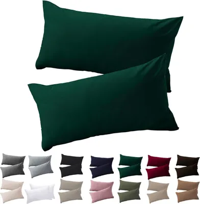 Produktbild von Soifox Kissenbezug 40x80 2er Set Dunkelgrün Mikrofaser Reißverschluss