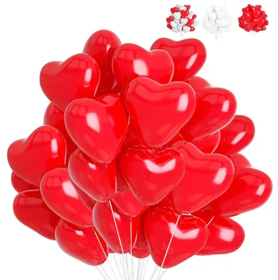 Herzballons rot 30 cm, 50 Stück Latexballons für Partydekoration