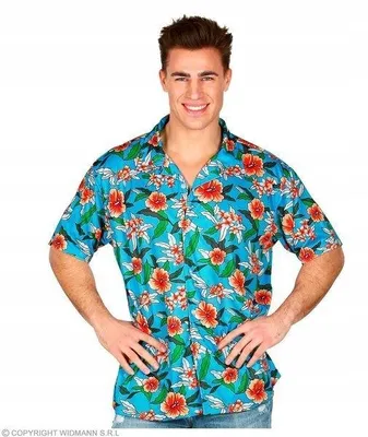 Productafbeelding van Widmann Hawaiishirt, blauw, met Hawaiimotief, maat XXL