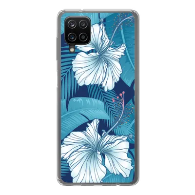 Produktbild von MuchoWow® Handyhülle Schutzhülle Hülle für Samsung Galaxy A12 Tropisch - Blumen - Blau Silikon Softcase Handy Hülle - Bild