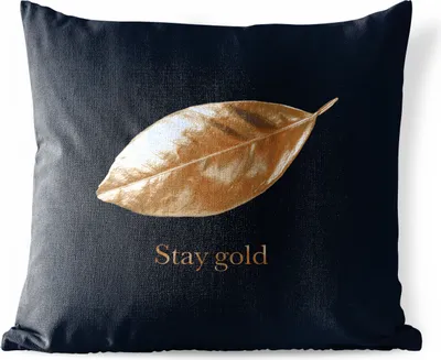 Produktbild von MuchoWow® Outdoor Kissen - Blatt - Gold - Zitate - 40x40 cm - Wetterfest - Lounge Kissen - Kopfkissen - Interieur - Polster mit Bild