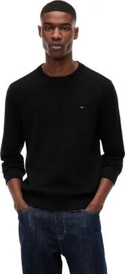 Image de Pull Tommy Jeans pour homme, coupe slim, col rond, couleur noire