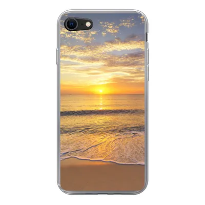 Produktbild von MuchoWow® Handyhülle Schutzhülle Hülle für iPhone SE 2020 Strand - Sonnenuntergang - Meer Silikon Softcase Handy Hülle - Kartenbesitzer