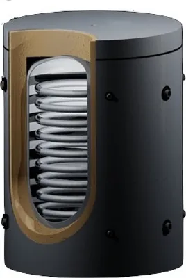 Produktbild von Pufferspeicher 500 Liter mit 1 Wärmetauscher für Solar und Isolierung