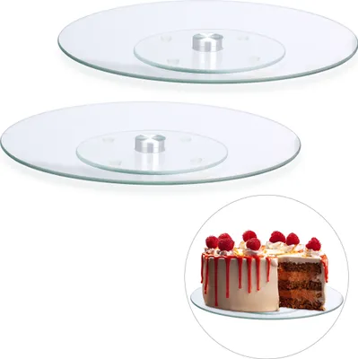 Produktbild von relaxdays 2 x Drehbare Tortenplatte Glas