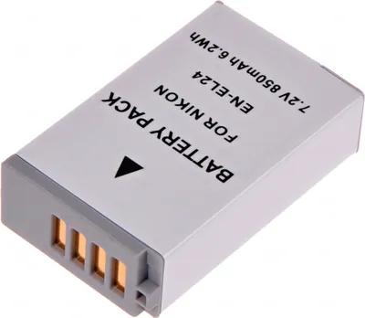 Image de Batterie T6 Power pour appareil photo numérique Nikon, numéro de pièce EN-EL24, Li-Ion, 7,2 V, 850 mAh (6,1 Wh), gris