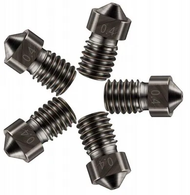 Zdjęcie produktu dla Zestaw dysz do drukarek 3D – części eksploatacyjne do drukarek 3D – 5-częściowy zestaw stalowych dysz E3D, 0,4 mm, akcesoria do drukarek 3D