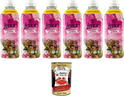 Produktbild von Konzentrierter Weichspüler für die Waschmaschine, Portofino Spring Blossom, 40 Wäschen, 6 x 840 ml + Italian Gourmet polpa 400g