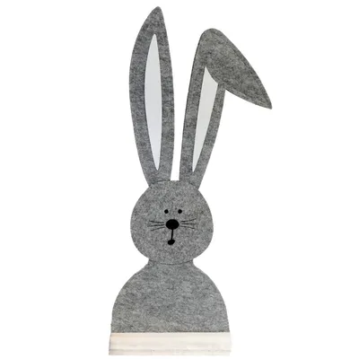 Produktbild von Hase aus Filz stehend auf Holzfuß Dekoartikel Osterdeko 22x7x62cm