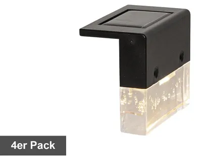 Produktbild von Solar Zaunbeleuchtung ,Bubbly Fence', LED, Dämmerungssensor, 4er-Set, schwarz-transparent