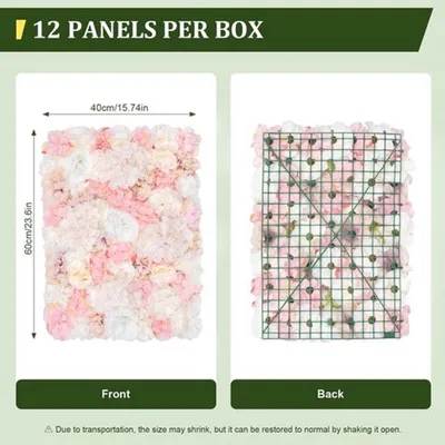 Produktbild von Wandpaneele "Blumenwände", 12 Stück - 60x40 cm - Seidenstoff, Kunststoff - Weiß, Gelb, Rosa - Für Hochzeiten