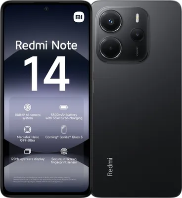 Obrázek produktu pro Xiaomi Redmi Note 14, 4G 16,9 cm (6,67"), 2400 x 1080 pixelů, 8 GB, 256 GB, 108 MP, černý
