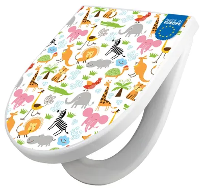 Produktbild von WC Sitz mit Absenkautomatik D Form Motiv Fröhliche Tiere [TDW3 11279]