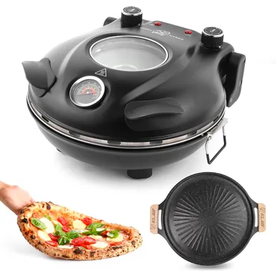 Pizzaofen 420 °C, 1200 W, 31 cm Keramikstein, schwarz