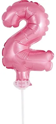 Produktbild von Kuchendeko Mini Folienballon rosa Zahl 2