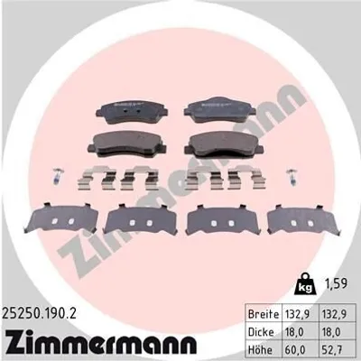Produktbild von ZIMMERMANN Bremsbeläge Satz Vorne Bremsklötze für CITROËN C4 CACTUS 25250.190.2