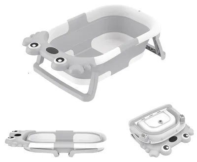 Image de Baignoire pour bébé, thermomètre intégré, modèle pliable, GRIS