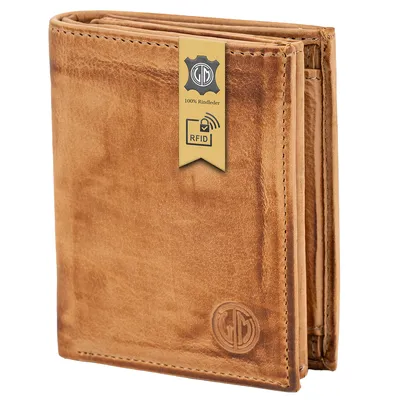 LINDENMANN Herren Leder Portemonnaie cognac