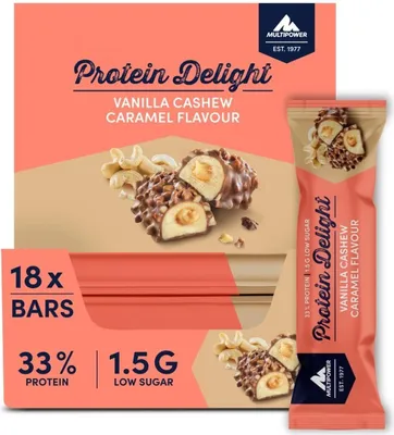 Produktbild von Multipower Protein Delight- 18x35 g Riegel Vanilla Cashew Caramel