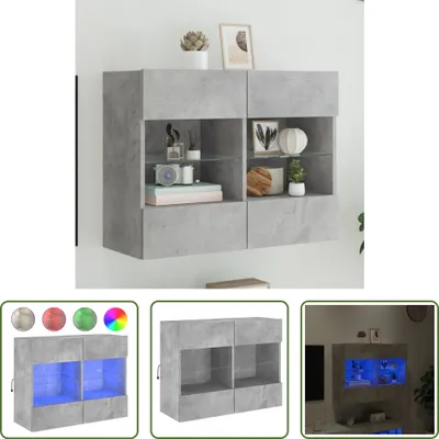 Produktbild von The Living Store TV-Wandschrank mit LED-Leuchten Betongrau 78,5x30x60,5 cm