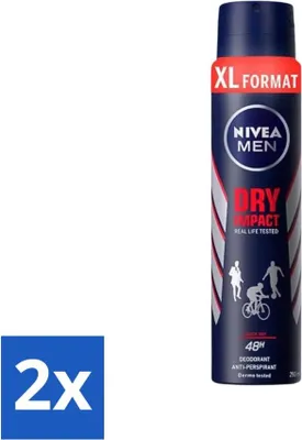 Produktbild von Nivea - Deodorant Spray - Men - Dry Impact - 48 Stunden Wirksamkeit - 250 ml - Vorteilspack - 2 Stücke