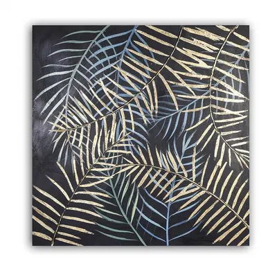 Produktbild von Casablanca Ölbild Farn blau/gold/grün 80x80cm (BxHxT) 80 x 80 x cm