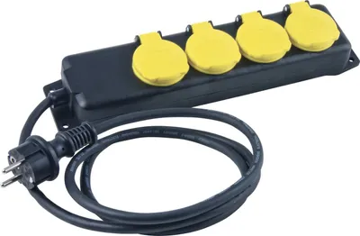 Produktbild von HEITRONIC 45058 Steckdosenleiste ohne Schalter Schwarz/Gelb erhöhter Berührungsschutz (45058)