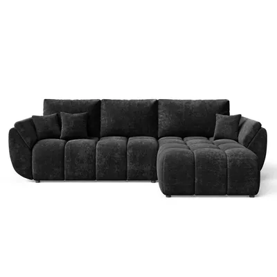Produktbild von EZIMPAZ Schlafsofa CALVANI, Ecksofa Gesteppt mit Schlaffunktion und Bettkasten, Freistehende Polsterecke, DL-Automatik - Schwarz Rechts