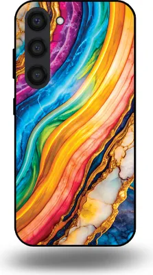 Produktbild von Smartphonica Telefon Fall geeignet für Samsung Galaxy S23 mit Regenbogen Gold Marmor Print - TPU Backcover Fall Regenbogen Gold Marmor Design