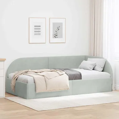 Produktbild von Maison Exclusive - Eckbettgestell mit Kopfteil Hellgrau 100 cm x 200 cm Samt