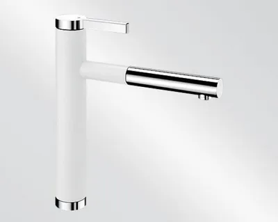 Obrázek produktu pro Blanco Linee S - Dřezová baterie s výsuvnou koncovkou, bílá/chrom 518441