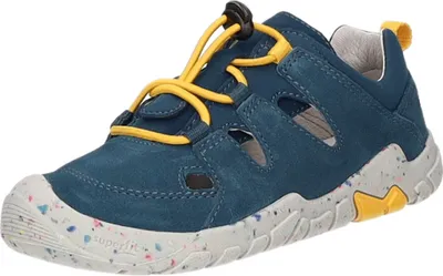 Produktbild von Superfit Barefit Trace Jungen Barfuß-Sandale aus Leder Blau/Gelb, 1-006037-8000