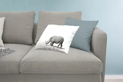 Produktbild von MuchoWow® Zierkissen Sofakissen Wohnzimmer Dekokissen 60x40 cm Rhinozeros - Tiere - Weiß - Kopfkissen - Polster mit Foto