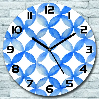 Produktbild von Wanduhr aus Glas Rund fi 30 Blau Aquarell Blau Quarz Deko Schlafzimmer Büro