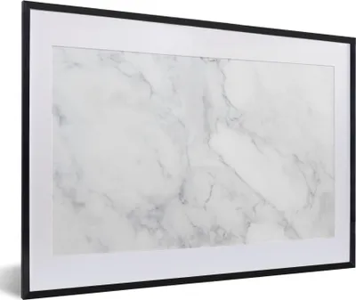 Produktbild von MuchoWow® Gerahmtes Poster Marmor - Weiß - Grau - Luxus - Marmoroptik - Stein 60x40 cm - Poster mit Schwarzem Bilderrahmen Wandposter Rahmen Foto Bilder - Schlafzimmer - Plakat in Rahmen - Drucken