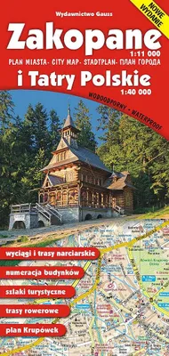 Immagine prodotto di Zakopane e i Monti Tatra polacchi. Mappa laminata della città / mappa turistica. Edizione 2025. Gauss