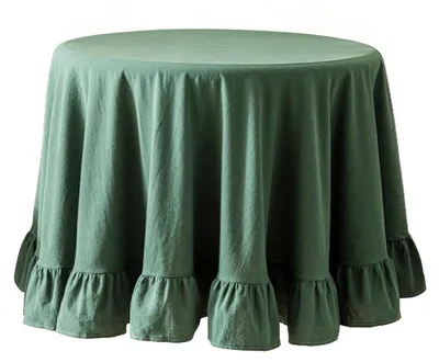 Obrázek produktu pro Lněná ubrus s efektem lotosu, snadná údržba, pratelná, smaragdově zelená, 120 x 120 cm, čtvercová