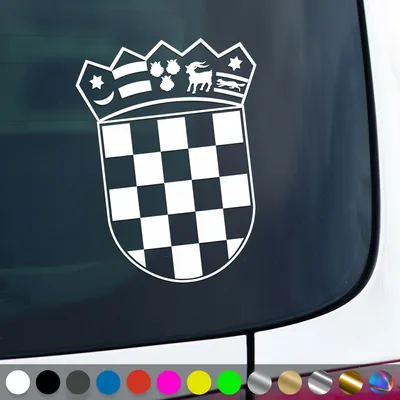 Produktbild von PantherPixel Kroatien Aufkleber Wappen Croatia Hrvatska Sticker Auto Geschenkidee Farbe Weiss