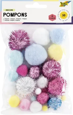 Produktbild von folia Pompons UNICORN Größen sortiert 30 Stück
