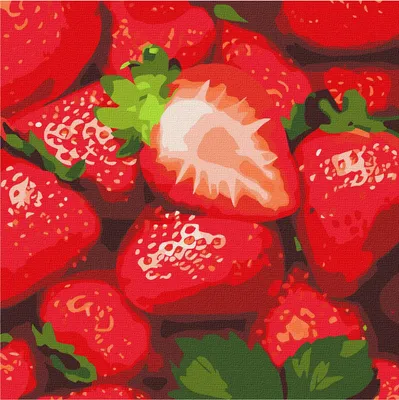 Produktbild von IDEYKA Malen nach Zahlen Saftige Erdbeeren 25x25 Stilleben mit Holzrahmen